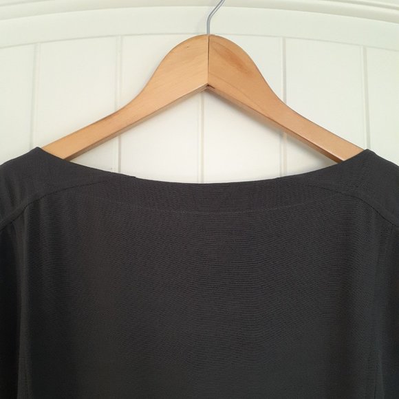 Eileen Fisher Color Block Long Sleeve Tencel Shift Dress Black Gray Size M - Picture 7 of 14